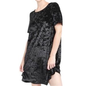 POL Crushed velvet Anthropologie T shirt dress black M dark romantic goth witchy